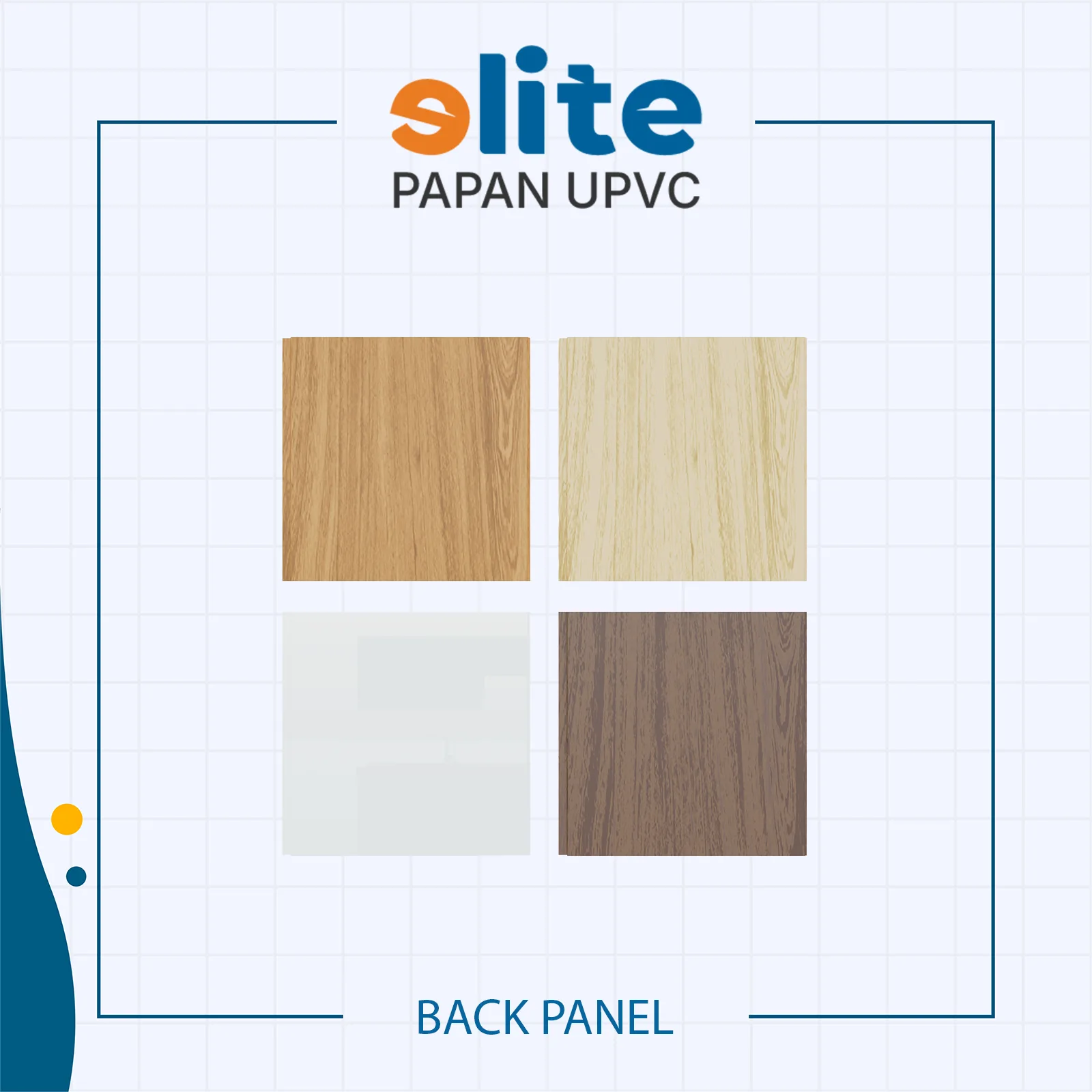Back Panel detail papan upvc Elite Shop
