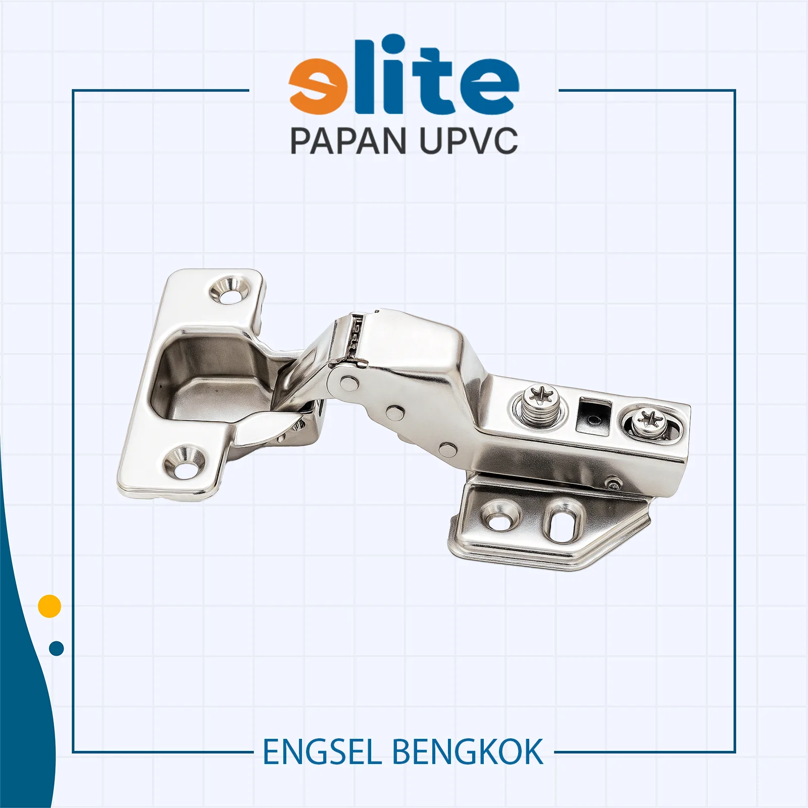 Engsel Bengkok detail papan upvc Elite Shop